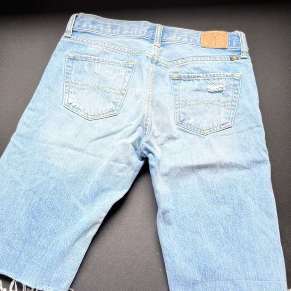Lucky Brand Mid Rise Boyfriend Bermuda Distressed Raw Hem Denim Jean Short 00 24 - Picture 6 of 10